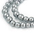 2 Strand Layered Grey Graduated Glass Bead Necklace and Drop Earrings Set - 50cm L/ 4cm Ext - view 3