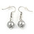 2 Strand Layered Grey Graduated Glass Bead Necklace and Drop Earrings Set - 50cm L/ 4cm Ext - view 5