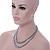 2 Strand Layered Grey Graduated Glass Bead Necklace and Drop Earrings Set - 50cm L/ 4cm Ext - view 2