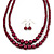 2 Strand Layered Cranberry Red Graduated Glass Bead Necklace and Drop Earrings Set - 50cm L/ 4cm Ext - view 8