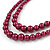 2 Strand Layered Cranberry Red Graduated Glass Bead Necklace and Drop Earrings Set - 50cm L/ 4cm Ext - view 4