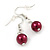 2 Strand Layered Cranberry Red Graduated Glass Bead Necklace and Drop Earrings Set - 50cm L/ 4cm Ext - view 6