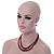 2 Strand Layered Cranberry Red Graduated Glass Bead Necklace and Drop Earrings Set - 50cm L/ 4cm Ext - view 2