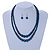 2 Strand Layered Inky Blue Graduated Glass Bead Necklace and Drop Earrings Set - 50cm L/ 4cm Ext - view 3
