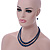 2 Strand Layered Inky Blue Graduated Glass Bead Necklace and Drop Earrings Set - 50cm L/ 4cm Ext - view 2