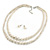 2 Strand Layered Cream Graduated Glass Bead Necklace and Stud Earrings Set - 50cm L/ 4cm Ext - view 8