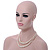 2 Strand Layered Cream Graduated Glass Bead Necklace and Stud Earrings Set - 50cm L/ 4cm Ext - view 2