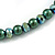 8mm Deep Green Glass Bead Necklace and Drop Earrings Set In Silver Tone - 40cm L/ 4cm Ext - view 8