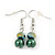 8mm Deep Green Glass Bead Necklace and Drop Earrings Set In Silver Tone - 40cm L/ 4cm Ext - view 7