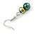 8mm Deep Green Glass Bead Necklace and Drop Earrings Set In Silver Tone - 40cm L/ 4cm Ext - view 9