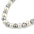 White Simulated Pearl & Hematite Glass Bead Necklace and Drop Earrings Set In Silver Tone - 40cm L/ 4cm Ext/ 8mm D - view 7