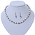 White Simulated Pearl & Hematite Glass Bead Necklace and Drop Earrings Set In Silver Tone - 40cm L/ 4cm Ext/ 8mm D - view 2