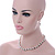 White Simulated Pearl & Hematite Glass Bead Necklace and Drop Earrings Set In Silver Tone - 40cm L/ 4cm Ext/ 8mm D - view 3