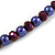 Deep Purple Glass Bead Necklace and Drop Earrings Set In Silver Tone - 40cm L/ 4cm Ext/ 8mm D - view 5