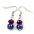 Deep Purple Glass Bead Necklace and Drop Earrings Set In Silver Tone - 40cm L/ 4cm Ext/ 8mm D - view 7