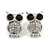 Clear/ Black Crystal Owl Pendant with Chain and Stud Earrings Set In Silver Tone - 40cm L/ 4cm Ext - view 4