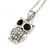 Clear/ Black Crystal Owl Pendant with Chain and Stud Earrings Set In Silver Tone - 40cm L/ 4cm Ext - view 9