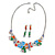 Multicoloured Enamel, Crystal Geometric Necklace and Drop Earrings In Rhodium Plating - 40cm L/ 7cm Ext - view 4