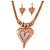 Romantic Crystal Heart Mesh Necklace and Stud Earrings Set In Rose Gold Metal (Pink) - 39cm L/ 8cm Ext - Gift Boxed - view 10
