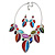 Statement Multicoloured Glass, Crystal Leaf Necklace and Drop Earrings In Rhodium Plating - 40cm L/ 8cm Ext - view 4