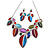Statement Multicoloured Glass, Crystal Leaf Necklace and Drop Earrings In Rhodium Plating - 40cm L/ 8cm Ext