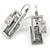 Grey Enamel Geometric Necklace and Drop Earrings In Rhodium Plating Set - 38cm L/ 8cm Ext - view 4