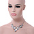 Grey Enamel Geometric Necklace and Drop Earrings In Rhodium Plating Set - 38cm L/ 8cm Ext - view 2