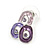 Pink/ Purple Crystal, Glittering Enamel Oval Cluster Necklace and Stud Earrings In Rhodium Plating - 40cm L/ 7cm Ext - view 6