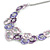Pink/ Purple Crystal, Glittering Enamel Oval Cluster Necklace and Stud Earrings In Rhodium Plating - 40cm L/ 7cm Ext - view 11