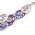 Pink/ Purple Crystal, Glittering Enamel Oval Cluster Necklace and Stud Earrings In Rhodium Plating - 40cm L/ 7cm Ext - view 12