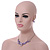Pink/ Purple Crystal, Glittering Enamel Oval Cluster Necklace and Stud Earrings In Rhodium Plating - 40cm L/ 7cm Ext - view 13