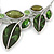 Statement Green Glass, Crystal Leaf Necklace and Drop Earrings Set In Rhodium Plating - 40cm L/ 8cm Ext - view 10