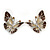 Statement Brown Enamel, Glass Butterfly Necklace and Stud Earrings Set In Rhodium Plating - 41cm L/ 7cm Ext - view 12