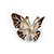 Statement Brown Enamel, Glass Butterfly Necklace and Stud Earrings Set In Rhodium Plating - 41cm L/ 7cm Ext - view 5