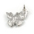 Statement Brown Enamel, Glass Butterfly Necklace and Stud Earrings Set In Rhodium Plating - 41cm L/ 7cm Ext - view 8