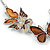 Statement Brown Enamel, Glass Butterfly Necklace and Stud Earrings Set In Rhodium Plating - 41cm L/ 7cm Ext - view 14