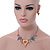 Romantic Multicoloured Glass, Crystal Multi Heart Necklace and Drop Earrings Set In Rhodium Plating - 40cm L/ 8cm Ext - view 2