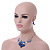 Blue Glass, Crystal Heart Necklace and Drop Earrings Set In Silver Tone - 42cm L/ 7cm Ext - view 12