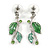 Stunning Green Crystal, Glass Leaf Necklace and Drop Earrings Set In Rhodium Plating - 41cm L/ 8cm Ext - view 5