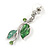 Stunning Green Crystal, Glass Leaf Necklace and Drop Earrings Set In Rhodium Plating - 41cm L/ 8cm Ext - view 10