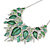 Stunning Green Crystal, Glass Leaf Necklace and Drop Earrings Set In Rhodium Plating - 41cm L/ 8cm Ext - view 11