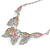 Pastel Enamel 'Spring Foliage' Floral Necklace and Drop Earrings Set In Rhodium Plating - 42cm L/ 8cm Ext - view 9