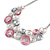 Pastel Enamel Pink/ Grey/ Metallic Silver Circle Cluster Necklace and Stud Earrings Set In Rhodium Plating - 41cm L/ 7cm Ext - view 11