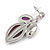 Statement Purple/ Magenta Glass, Crystal Leaf Necklace and Drop Earrings In Rhodium Plating - 40cm L/ 8cm Ext - view 5