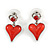 Romantic Pink/ Red Glass, Crystal Multi Heart Necklace and Drop Earrings Set In Rhodium Plating - 40cm L/ 8cm Ext - view 9
