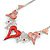 Romantic Pink/ Red Glass, Crystal Multi Heart Necklace and Drop Earrings Set In Rhodium Plating - 40cm L/ 8cm Ext - view 5