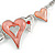 Romantic Pink/ Red Glass, Crystal Multi Heart Necklace and Drop Earrings Set In Rhodium Plating - 40cm L/ 8cm Ext - view 10