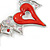 Romantic Pink/ Red Glass, Crystal Multi Heart Necklace and Drop Earrings Set In Rhodium Plating - 40cm L/ 8cm Ext - view 11