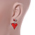 Romantic Pink/ Red Glass, Crystal Multi Heart Necklace and Drop Earrings Set In Rhodium Plating - 40cm L/ 8cm Ext - view 13