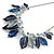 Blue Enamel, Crystal Multi Leaf Necklace and Drop Earrings Set In Rhodium Plating - 40cm L/ 6cm Ext - view 8